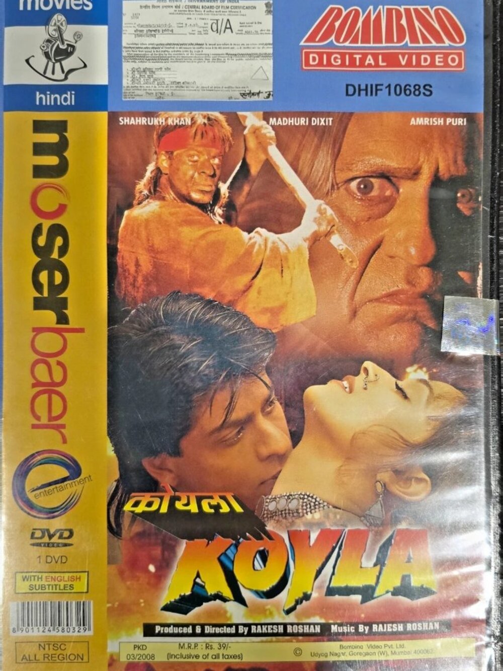 Koyla (1997) Bollywood Movie DVD - Brand New Sealed - Eng Subs - Shah Rukh Khan